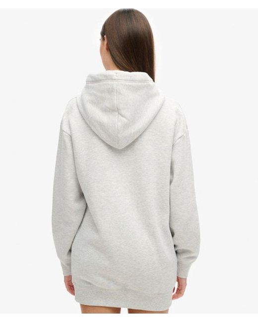 Superdry White Essential Hoodie Dress