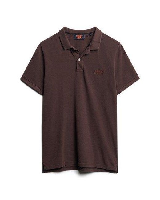 Superdry Brown Destroyed Polo Shirt for men