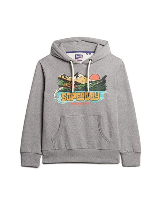 Superdry Gray & Co Travel Postcard Graphic Hoodie for men