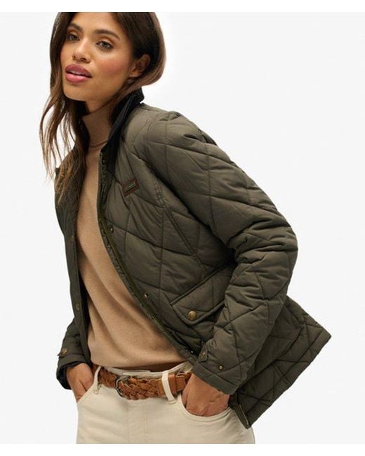 Superdry Gevoerde Jas Met Ribfluwelen Afwerking in het Green