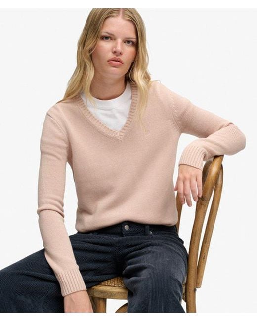 Superdry Natural & Co Washed V Neck Jumper