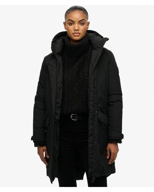 Superdry Black City Fishtail Padded Parka