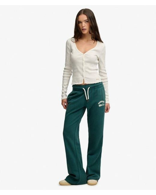 Superdry Green & Co Embroidered Athletic Essentials Low Rise Flare joggers