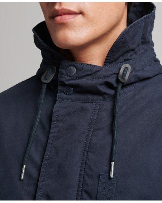 Superdry Blue Military Fishtail Parka Jacket Eclipse for men