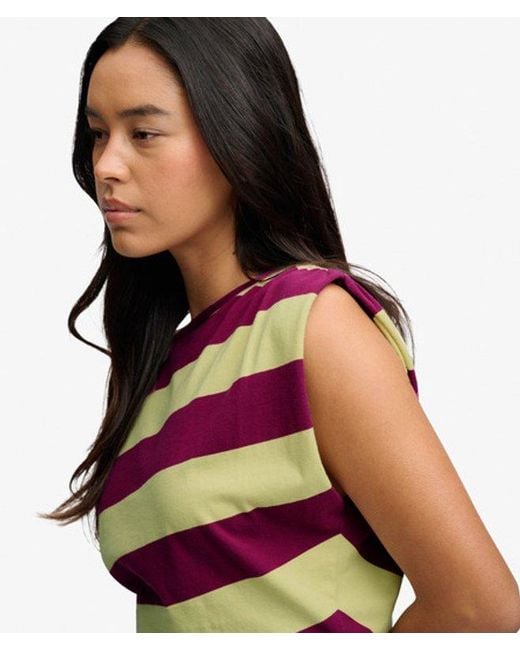 Superdry Purple & Co Deep Rib Stripe Bardot Top