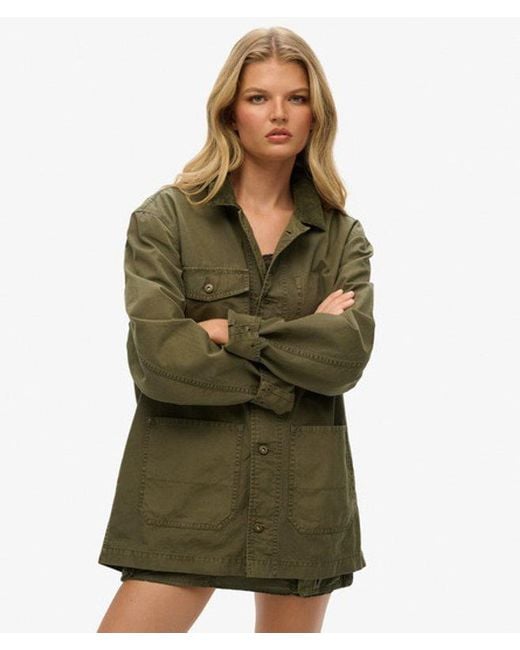 Superdry Green Cotton The Merchant Store Oversized Work Jacket
