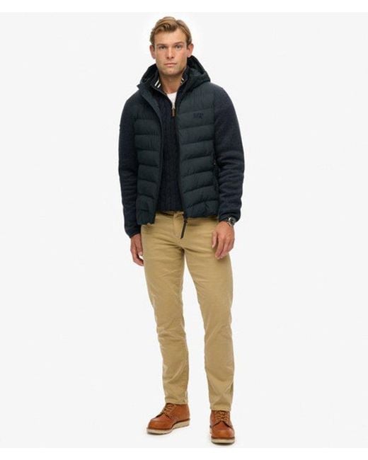 Superdry Blue Hooded Storm Knit Hybrid Jacket for men