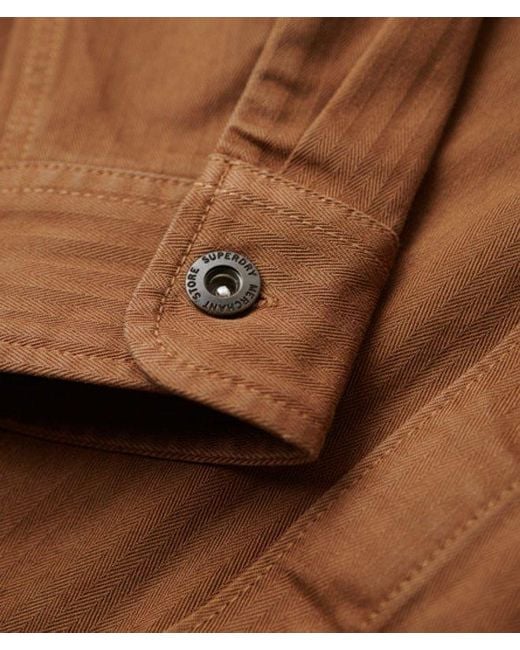 Superdry Brown The Merchant Store - Herringbone Overshirt for men