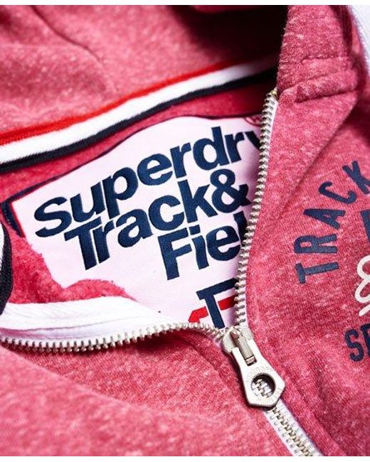 Superdry Red Track & Field Zip Hoodie Cherry Snowy