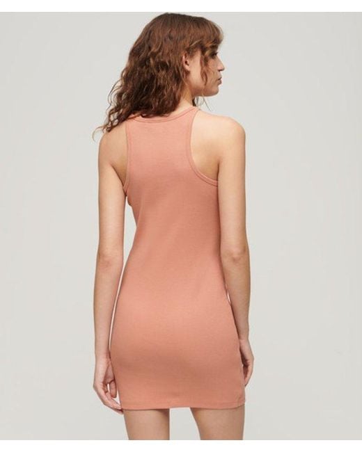 Superdry Natural Embroidered Rib Racer Dress