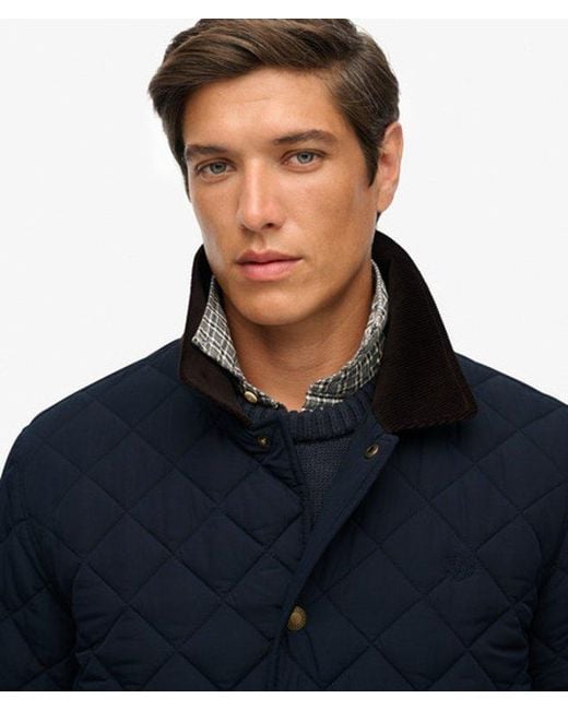 Superdry Blue Quilted Estate Coach Jacket for men