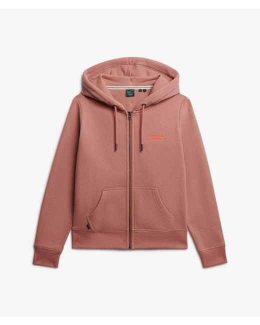 Superdry Red & Co Athletic Essentials Logo Zip Hoodie