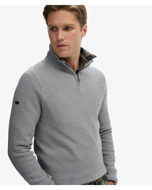 Homme Pull Texturé En Coton À Col Camionneur Taille Superdry pour homme en coloris Gray