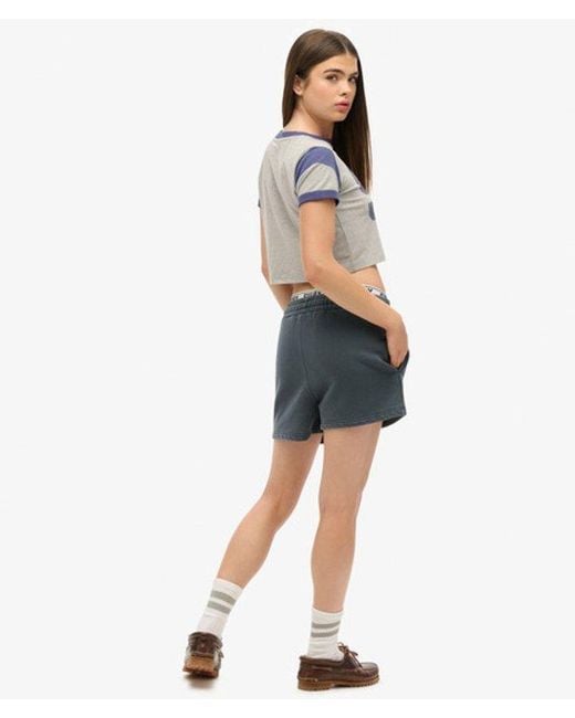 Superdry Gray & Co Loose Fit Embroidered Vintage Wash Sweat Shorts