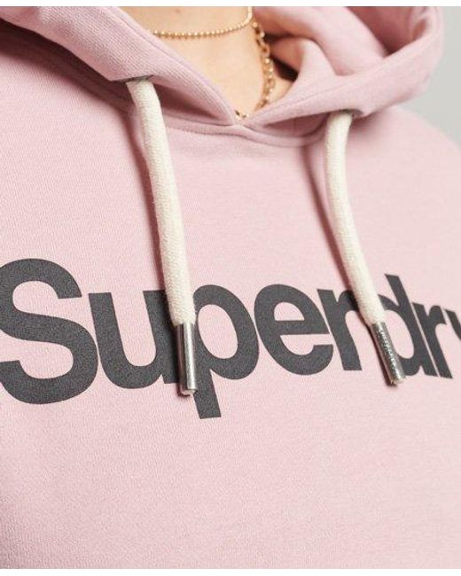 Superdry Pink Core Logo Unbrushed Hoodie Soft