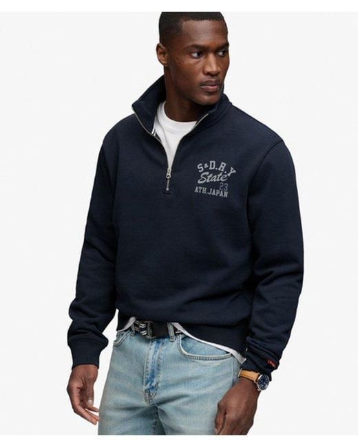 Superdry Blue & Co Athletic Essentials Half Zip Sweatshirt for men