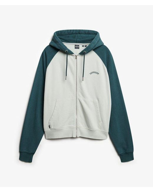 Femme Sweat À Capuche Zippé À Manches Raglan Et Logo Essential Taille Superdry en coloris Blue