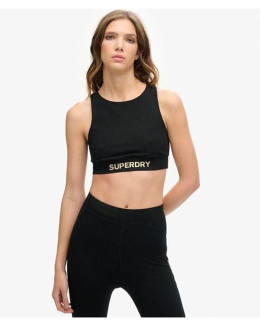 Superdry Black & Co Ladies Fully Lined Sportswear Logo Bra Top