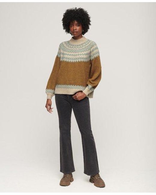 Superdry Brown Slouchy Pattern Knit Jumper