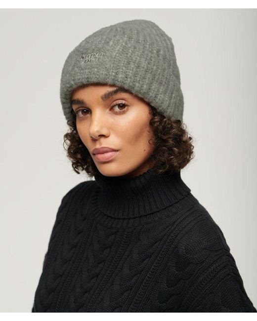 Superdry Gray & Co Rib Knit Beanie Hat