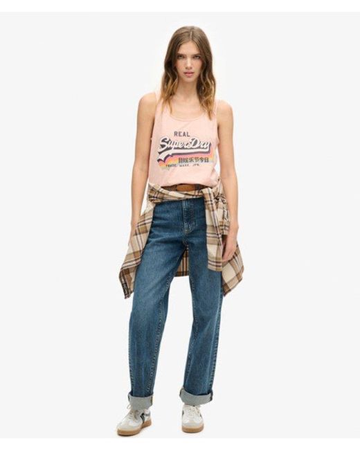 Superdry Red & Co Ladies Slim Fit Vintage Logo Vest Top