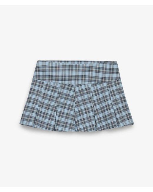 Superdry Blue Bench X & Co Bench Logo Pleated Check Mini Skirt
