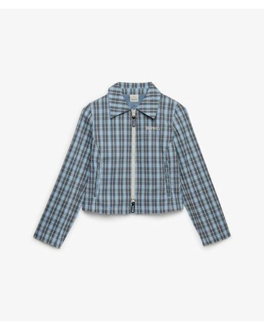 Superdry Blue Bench X & Co Bench Double Zip Collared Check Jacket