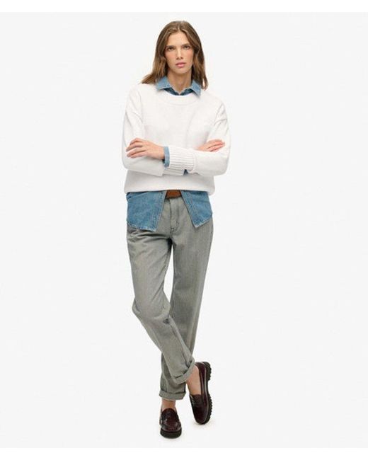 Superdry Essential Crew Neck Trui in het White