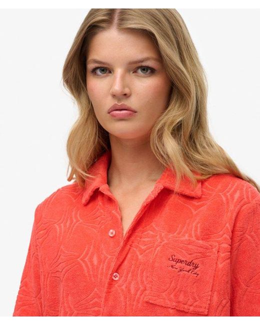 Superdry Red & Co Country Club Towelling Shirt