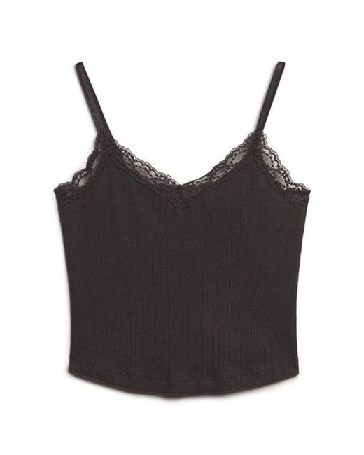 Superdry Blue & Co Athletic Essentials Lace Trim Cropped Cami Top