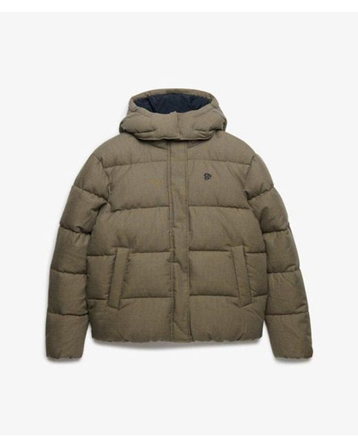 Superdry Green & Co Premium Hooded Check Puffer Jacket