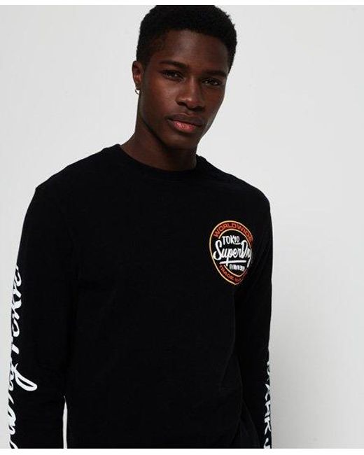 Superdry Black Ticket Type Oversized Long Sleeve T-Shirt for men