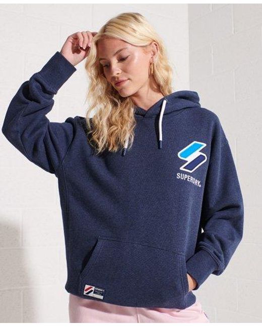 Superdry Blue Code Applique Oversized Hoodie Princedom Marl