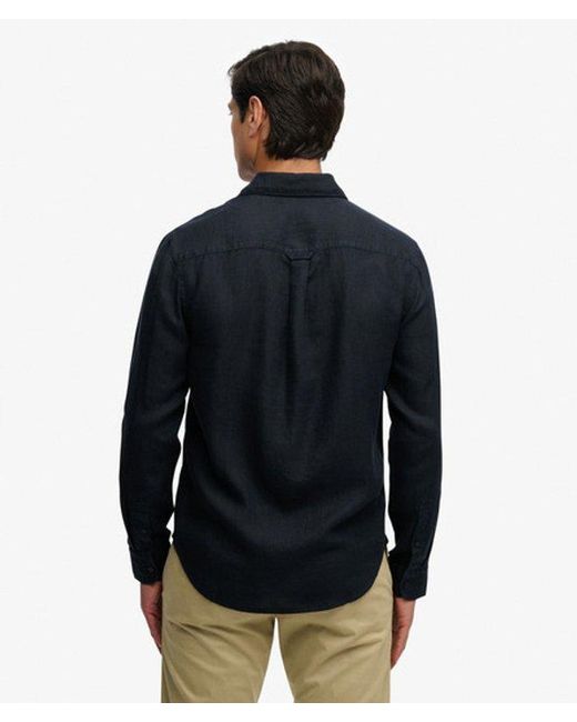 Superdry Blue & Co Riviera Long Sleeve Linen Shirt for men