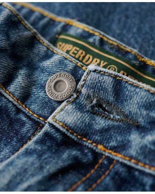 Superdry Jeans Van Biologisch Katoen Met Halfhoge Taille En Wijde Pijpen in het Blue