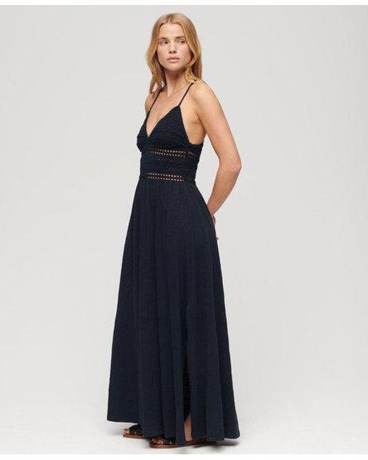 Superdry Blue Jersey Lace Maxi Dress