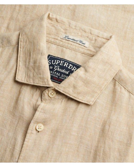 Superdry Brown & Co Riviera Short Sleeve Linen Shirt for men