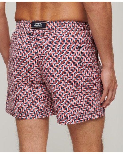 Superdry Red Printed 15-inch Recycled Swim Shorts for men