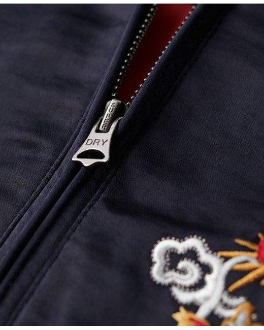 Superdry Blue Fully Lined Embroidered Sukajan Bomber Jacket for men
