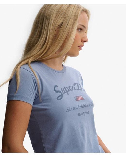 Superdry Blue Athletic Essentials Fitted Graphic T-shirt