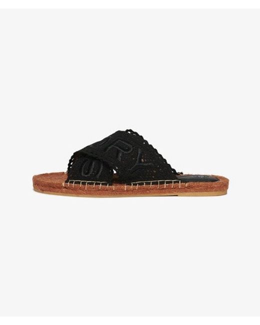 Superdry Black & Co Espadrille Cross Strap Sliders