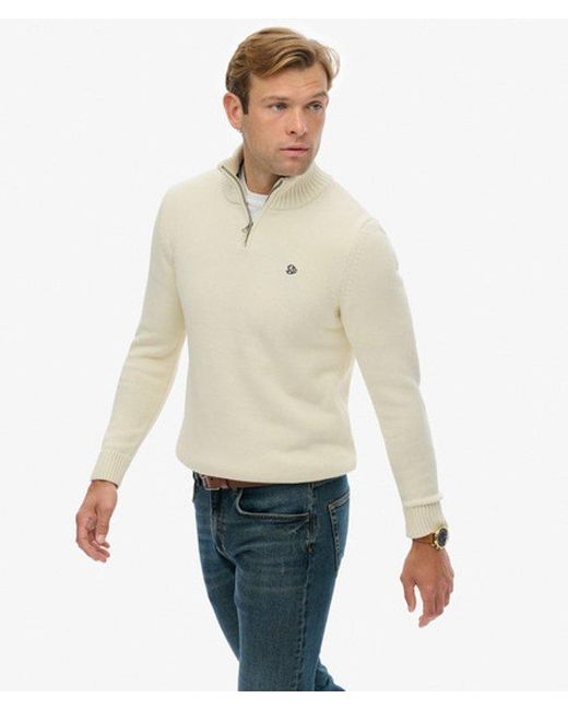 Superdry Natural & Co Cotton Half Zip Knit Jumper for men