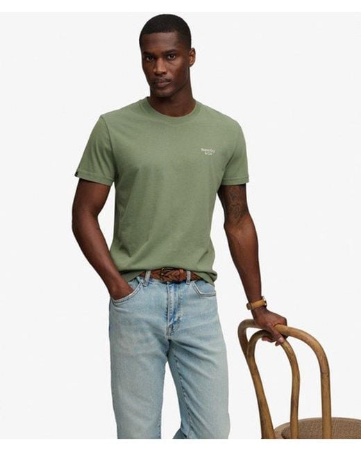 Superdry Green & Co Essential Serif Logo Embroidered T-shirt for men