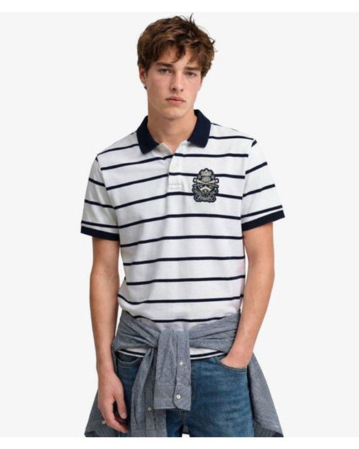 Superdry Blue & Co Crest Stripe Polo Shirt for men