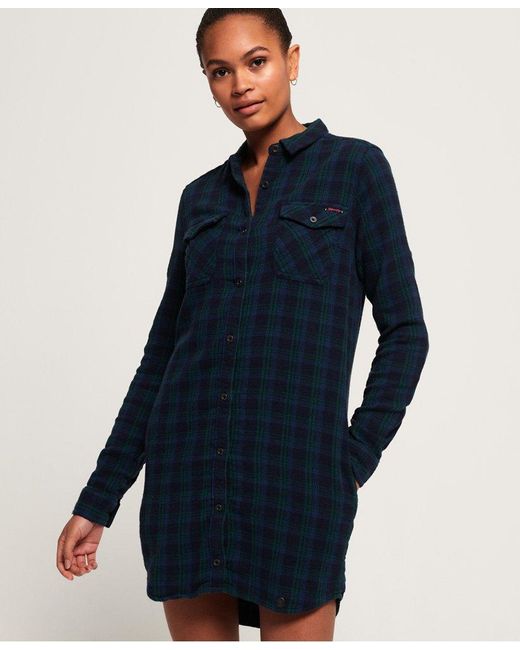 green check shirt dress