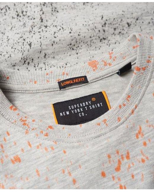 Superdry White Tropics Longline T-Shirt Marl Splatter for men