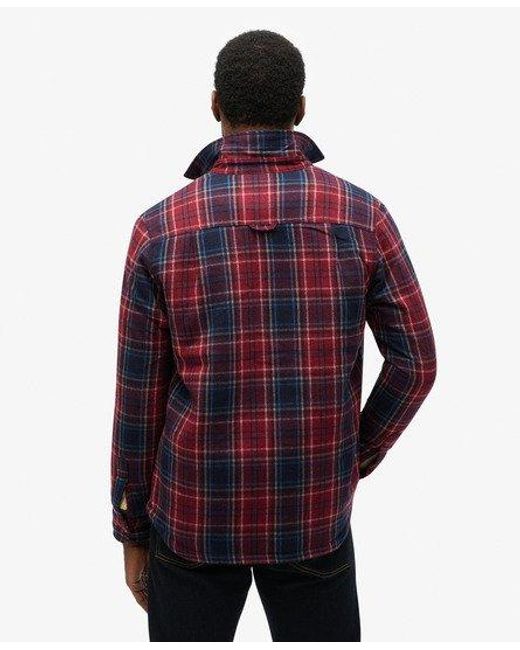 Superdry Red Checked The Merchant Store Quilted Overshirt for men