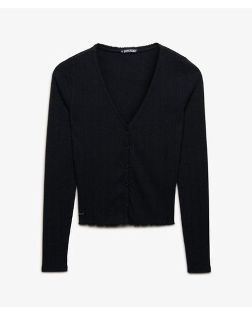Superdry Black & Co Athletic Essential Pointelle Cardigan