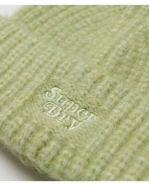 Superdry Rib Knit Beanie Hat Green / Mellow Green - Size: 1size