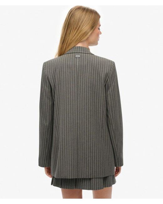 Superdry Gray & Co Pinstripe Boyfriend Blazer
